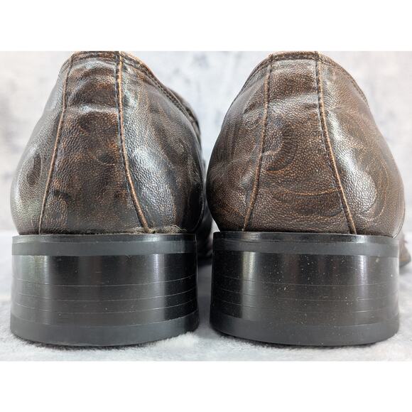 Antonio Zengara skull wing square toe slip-on loafer brown Italian dress Size 9 main image 8